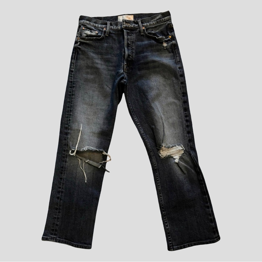 MOTHER The Tomcat Jeans Size 30 Distressed Dark Wash Straight Leg